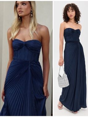 amur janey dress blue | Dresses | Amur Strapless Pleated Ruffled Midi In Dusk Sz 4 Msrp 648 Size:42W X 30L
